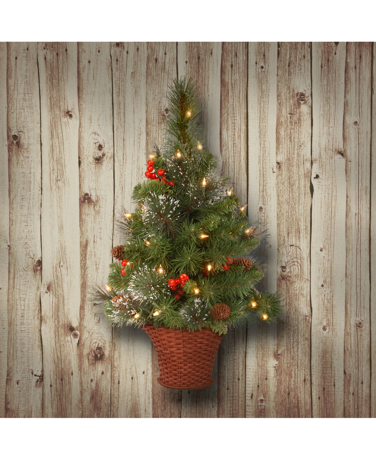 National Tree ft. CrestwoodR Spruce Half Tree with Battery Operated Warm White Led Lights