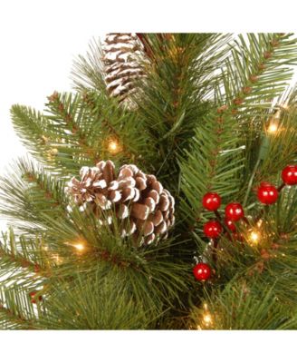 National Tree Company 4' Feel Real®  Bristle Berry Entrance Tree in Dark Bronze Pot with 100 Clear Lights