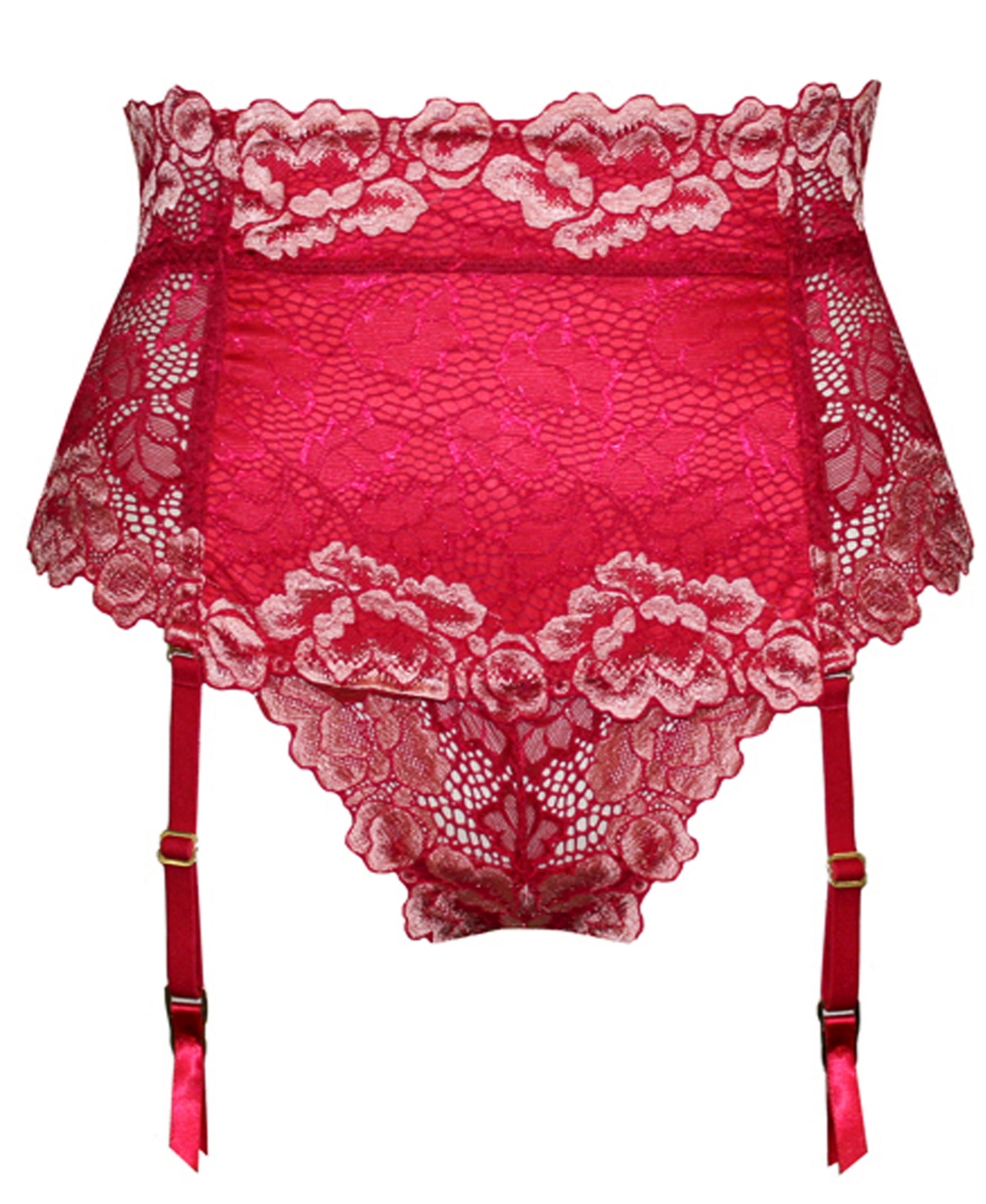 iCollection Plus Size Hi-Waist Garter Thong 2pc Lingerie Set