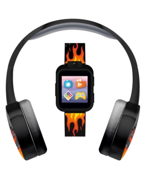 image of Kid-s Playzoom Flame Print Tpu Strap Smart Watch with Headphones Set 41mm