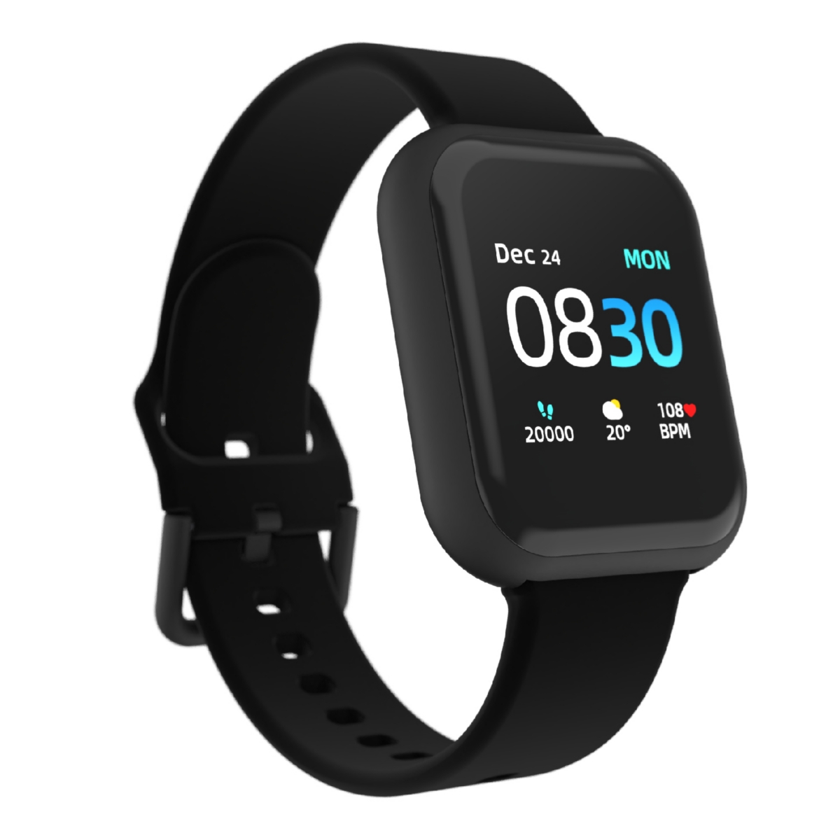 Air 3 Unisex Heart Rate Black Strap Smart Watch 44mm - Black