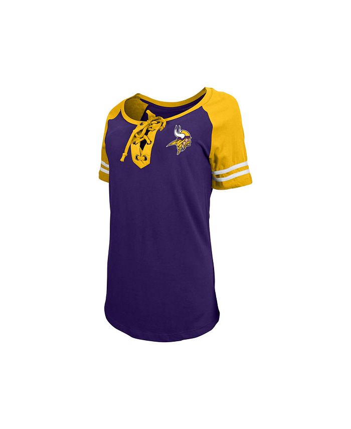5th & Ocean Minnesota Vikings Women's Logo Lace Up T-Shirt - Macy's