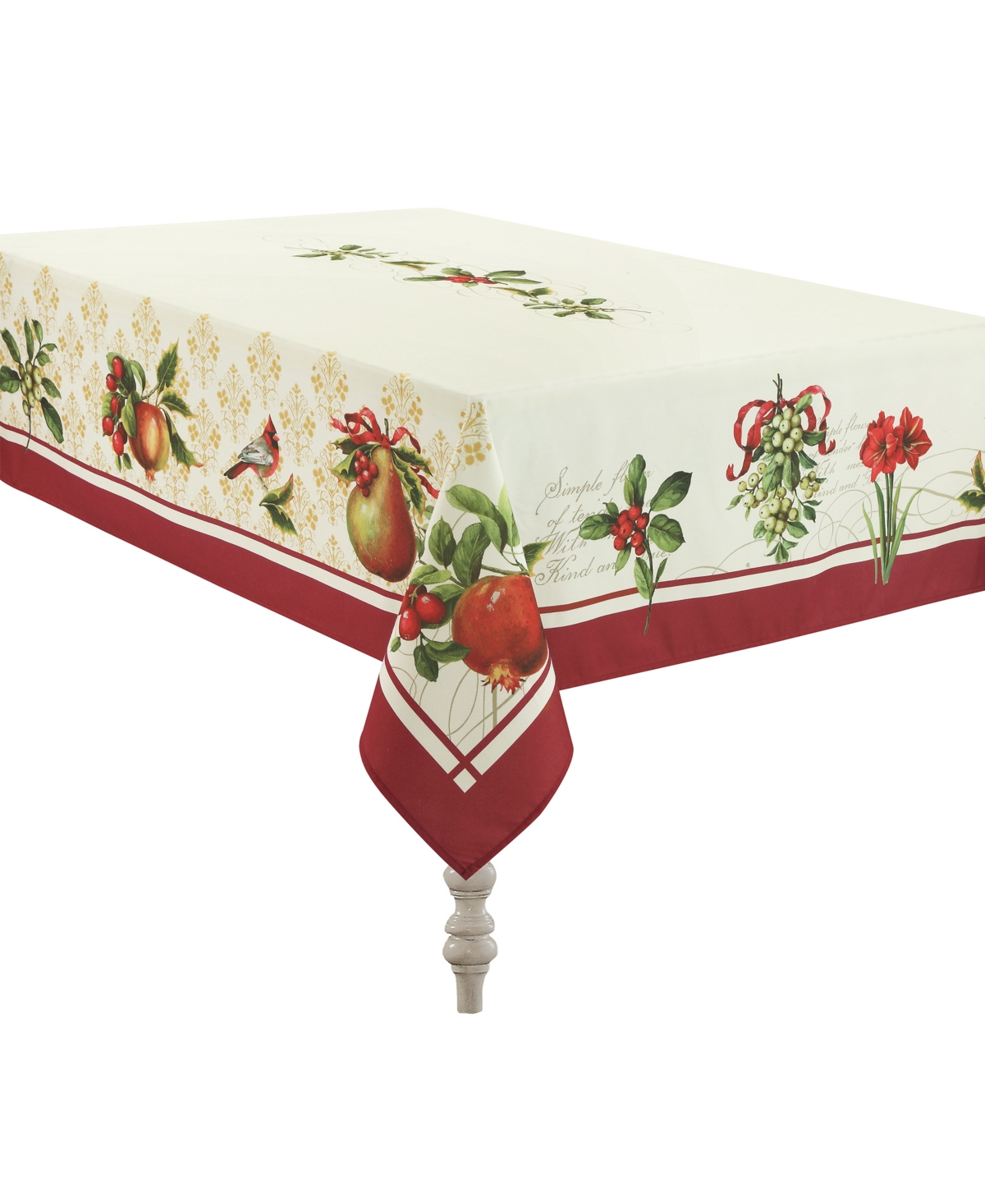 Laural Home Festive Opulence Tablecloth 70 x 120 - Red And Tan