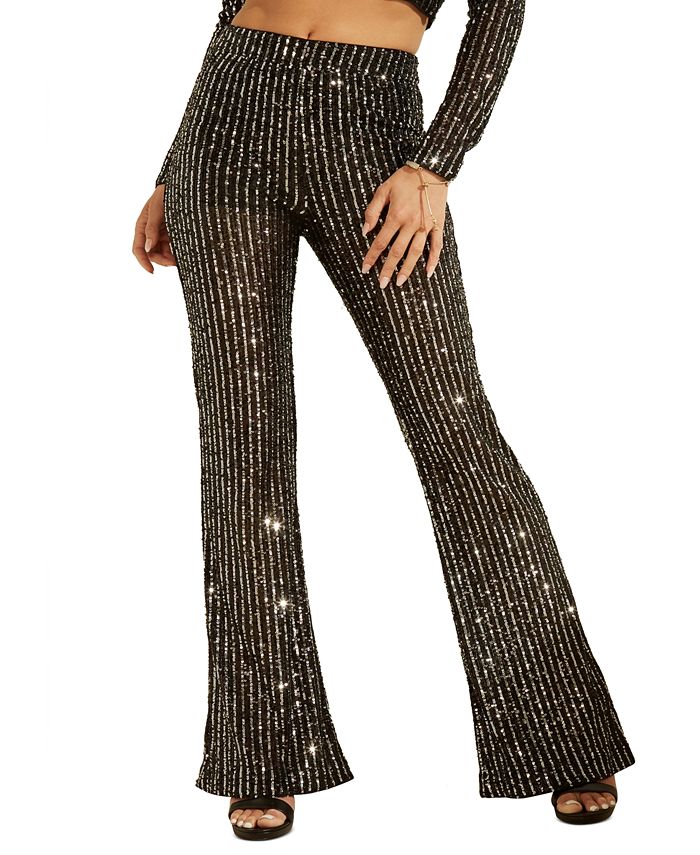 GUESS Star Sequin Flared Pants - Macy's