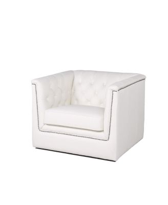 Nice Link - Helaire Tufted Leather Armchair  in Charcoal Gray