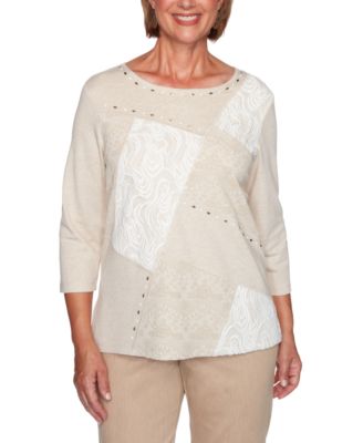 Alfred Dunner - Petite Glacier Lake Lace Patchwork Top