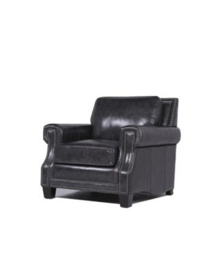 Willison Italian  Leather Armchair in Charcoal Gray