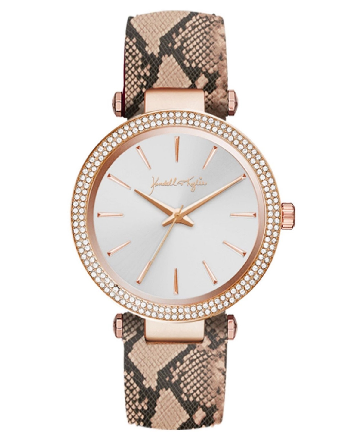 Women's Kendall + Kylie Rose Gold Tone with Blush Snakeskin Stainless Steel Strap Analog Watch 40mm - Open Misce