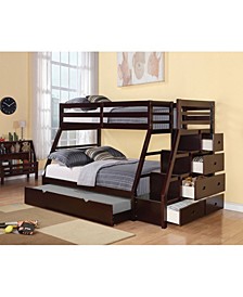 Jason Twin Over Full Bunk Bed with Storage, Ladder & Trundle