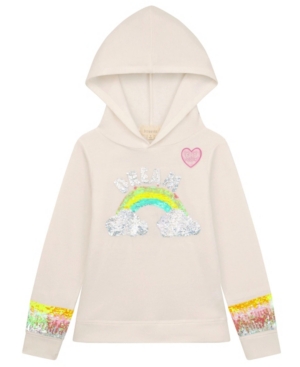 image of Girls BTween Dream Rainbow Brushed Fleece Hoodie w/ Flip Sequins