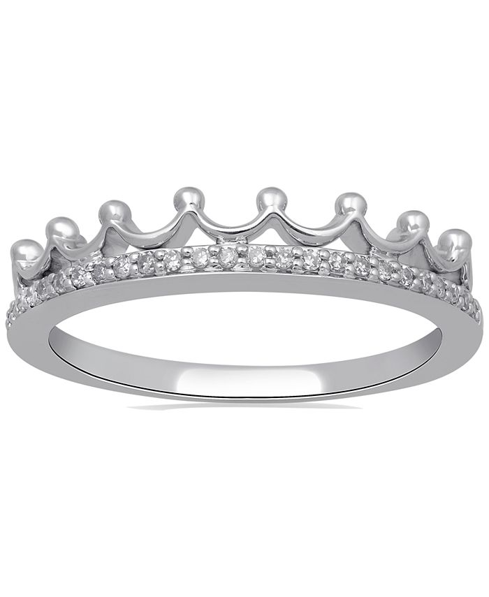 Enchanted Disney Fine Jewelry - Tiara Ring (1/10 ct. t.w.) in 10k White , Yellow or Rose Gold