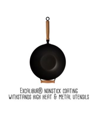 Professional Series 14" Carbon Steel Nonstick Wok Set with Lid and Maple Handles, 10 Pieces