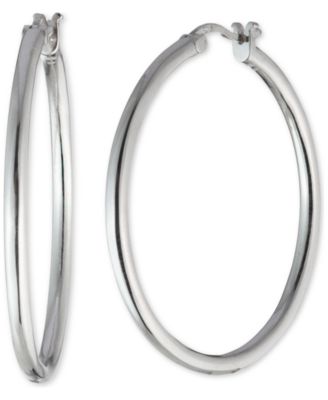 Ralph Lauren - Medium Polished Hoop Earrings in Sterling Silver, 1.4"