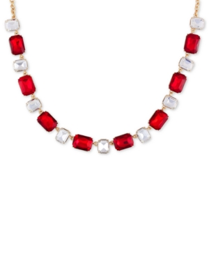 image of Guess Gold-Tone Stone Choker Necklace, 12