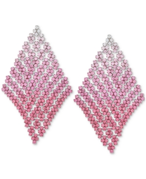 image of Guess Silver-Tone Ombre Crystal Mesh Kite Statement Earrings