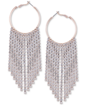 image of Guess Crystal Fringe Dangle Hoop Earrings