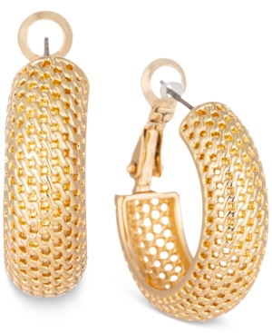 image of Charter Club Gold-Tone Patterned Oval Hoop Earrings, Created for Macy-s