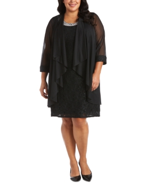 R & M Richards Plus Size Lace Dress & Jacket