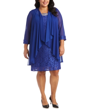 R & M Richards Plus Size Lace Dress & Jacket