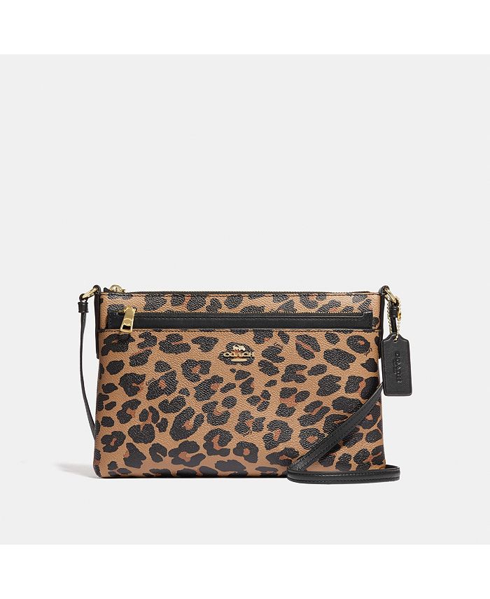 COACH East/West Crossbody With Pop-Up Pouch With Leopard Print - Macy's