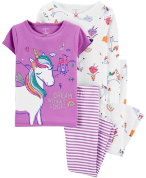 image of Carter-s Baby Girl 4-Piece Unicorn Snug Fit Cotton PJs
