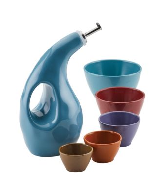 Rachael Ray - Cucina EVOO Bottle and Nesting Measuring Cup Set, 6-Piece, Assorted Colors