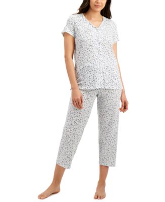 Charter Club Women's Printed Cotton Capri Pajama Pants, Created for Macy's
