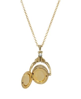 Women's Gold Tone Carnelian Cameo Double Locket Spinner Necklace