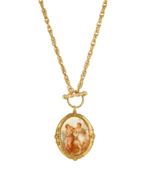 image of 2028 Women-s Gold Tone Girls Oval Stone Locket Necklace