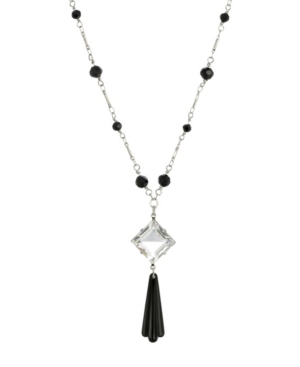 image of 2028 Women-s Silver Tone Black Bead Crystal Swarovski Stone Necklace