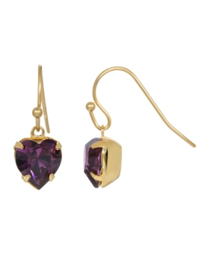 image of 2028 Women-s Gold Tone Purple Heart Drop Wire Earrings