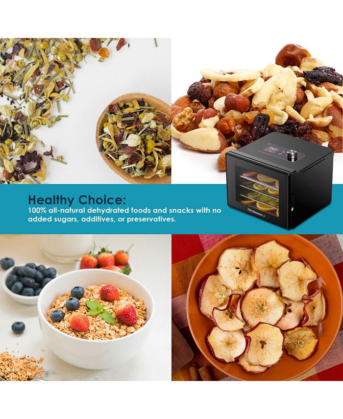 Elite Gourmet 4 Tray Digital Food Dehydrator with Stainless Steel Trays