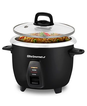 Elite Gourmet 10-Cup Rice Cooker with Glass Lid, Stainless Steel Inner Pot,  Automatic Keep Warm Function - Macy's