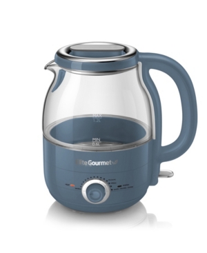 Elite Gourmet 1.2l Electric Cordless Glass Kettle With Temperature Dial & Keep Warm Feature In Slate Blue