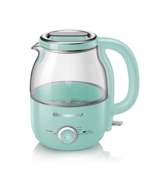Elite Gourmet 1.2l Electric Cordless Glass Kettle With Temperature Dial & Keep Warm Feature In Mint