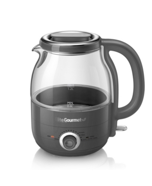 Elite Gourmet 1.2l Electric Cordless Glass Kettle With Temperature Dial & Keep Warm Feature In Gray