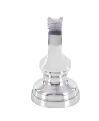 by Cosmopolitan Set of 3 Silver Aluminum Traditional Chess Sculpture, 4" x 9"