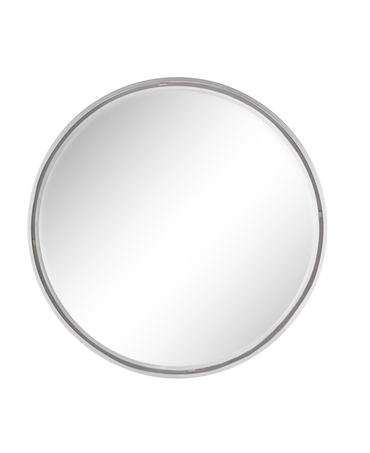 Large Round Contemporary Wall Mirror In Metallic Frame - Gray