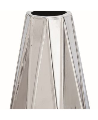 by Cosmopolitan Set of 3 Silver Stoneware Glam Vase, 7", 11", 15"