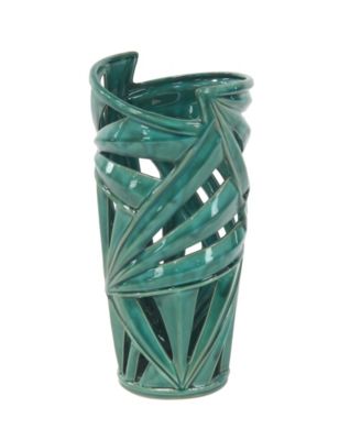 by Cosmopolitan Green Stoneware Vase, 16 x 7 x 8