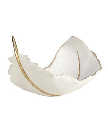 CosmoLiving by Cosmopolitan White Resin Glam Decorative Bowl, 8 x 13 x ...