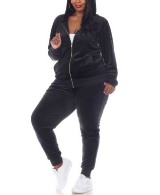 Plus Size Velour Tracksuit Loungewear 2pc Set