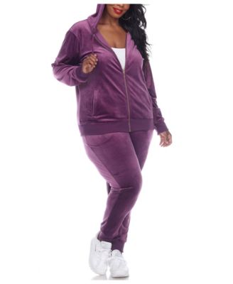 Plus Size Velour Tracksuit Loungewear 2-Piece Set