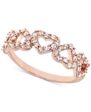 image of Charter Club Rose Gold-Tone Pave Open Heart Ring, Created for Macy-s
