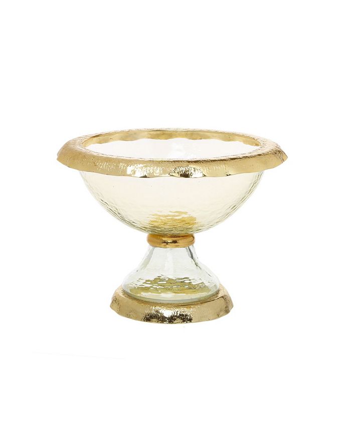 Classic Touch Glass Footed Bowl with Border - Macy's