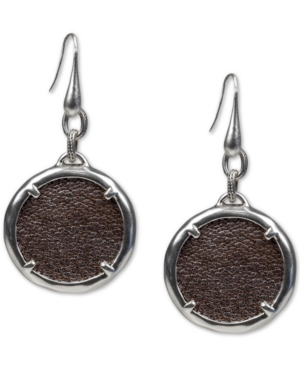 image of Patricia Nash Silver-Tone Leather Drop Earrings
