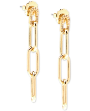 image of Zenzii Gold-Tone Pave Chain-Link Drop Earrings