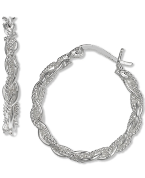 image of Giani Bernini Small Braided Hoop Earrings in Sterling Silver, 1