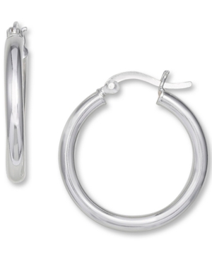 image of Giani Bernini Small Polished Tube Hoop Earrings in Sterling Silver, 1