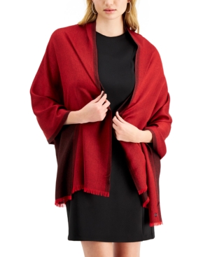 Calvin Klein Lightweight Metallic Evening Wrap In Rouge Red